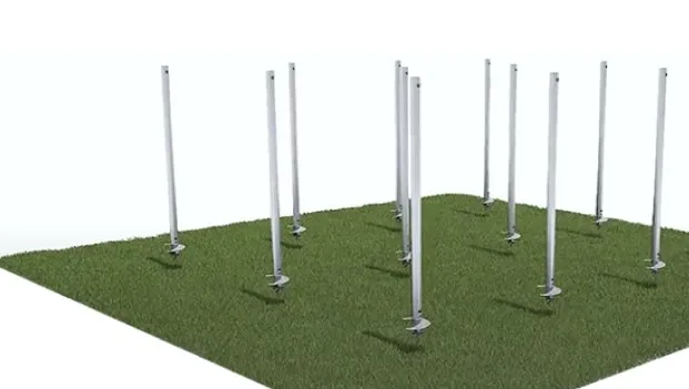 HELIX Schraubpf&auml;hle im Boden positioniert auf einer Baustelle