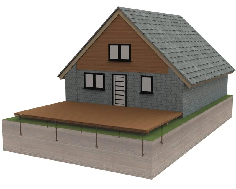 Terrasse auf Schraubpfahl-Fundamenten